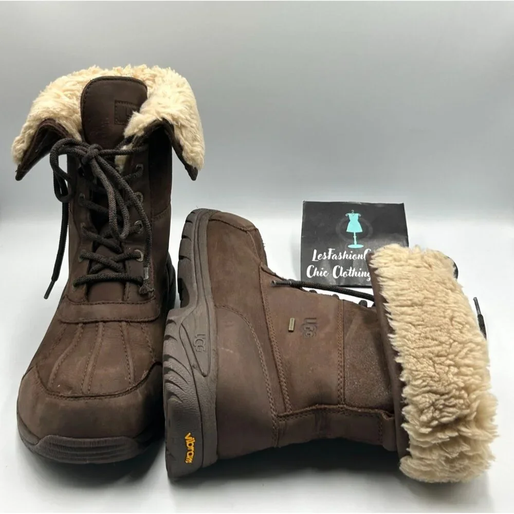 UGG Men's Brown Leather Adirondack lll Distressed Sheepskin Boots Size 10.5 3198 - Picture 11 of 16